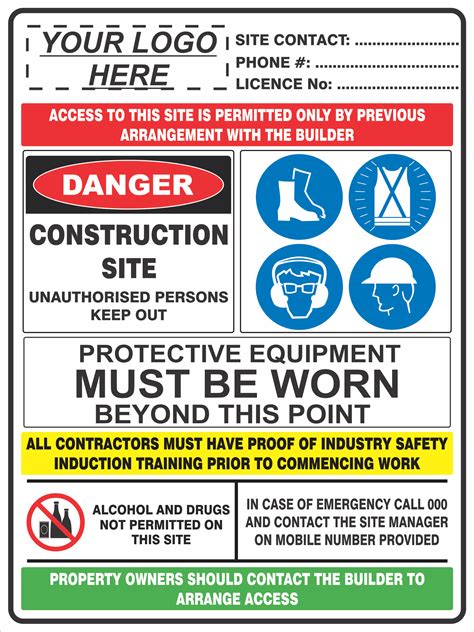 CONSTRUCTION SITE COMBINATION SIGN | Discount Safety Signs Australia