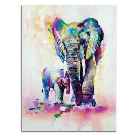 Mother & Baby Elephant Oil Canvas – The Yoga Mandala