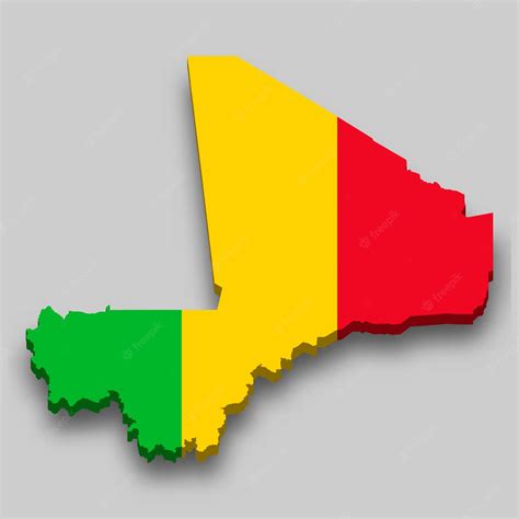 Premium Vector | 3d isometric map of mali with national flag.