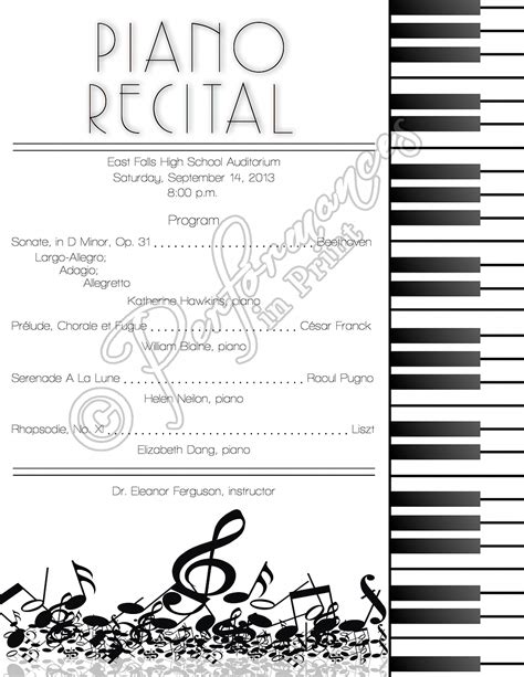 Piano Recital Concert Music Program #pianoclasses | Piano recital ...