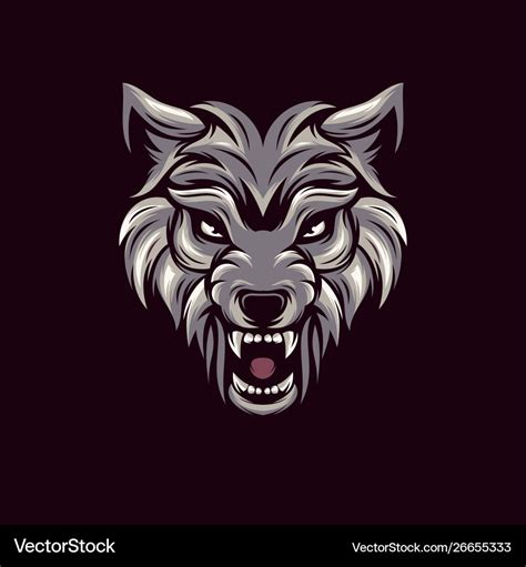 Awesome angry wolf logo design Royalty Free Vector Image