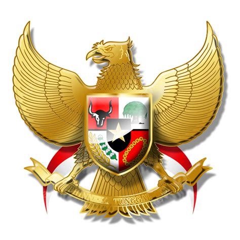 Garuda Pancasila Emblem Logo Of Indonesian With Flag Illustration ...