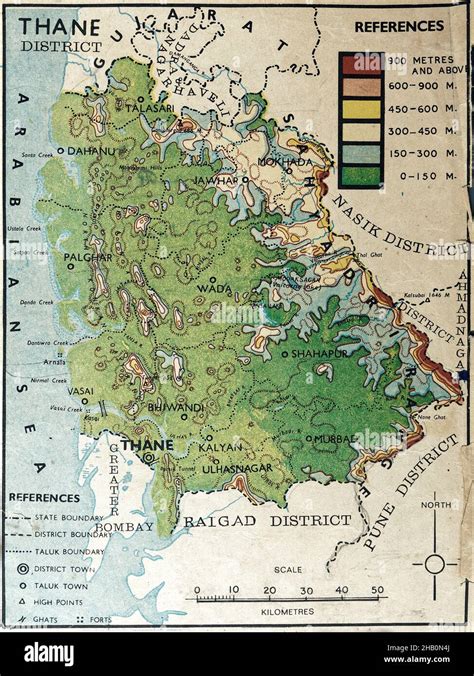 08 08 2021 Vintage Map of Thane District Showing Naburing Districts and ...