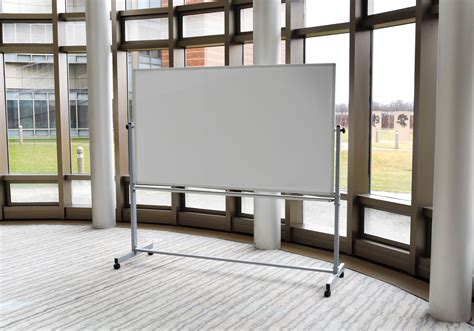 48"H x 72"W Mobile Reversible Aluminum Frame Magnetic Whiteboard Both Sides