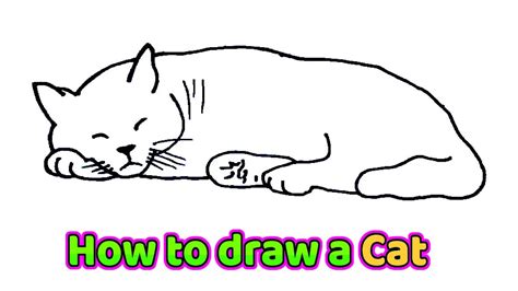 How To Draw A Cat Laying Down Step By Step - Cat Laying Drawing Draw ...