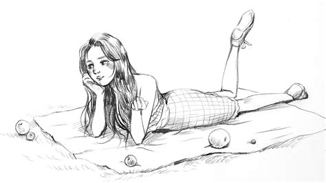 How to Draw a Girl Lying Down easy step by step - pencil drawing - YouTube