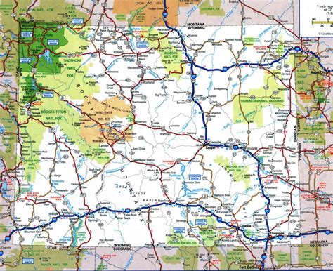 Wyoming Printable Map Pertaining To Printable Road Map Of Wyoming ...