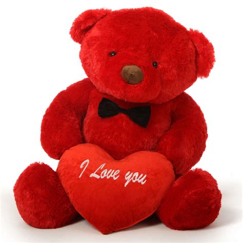 48in Giant Valentine’s Day Teddy Bears have red I love you heart and ...