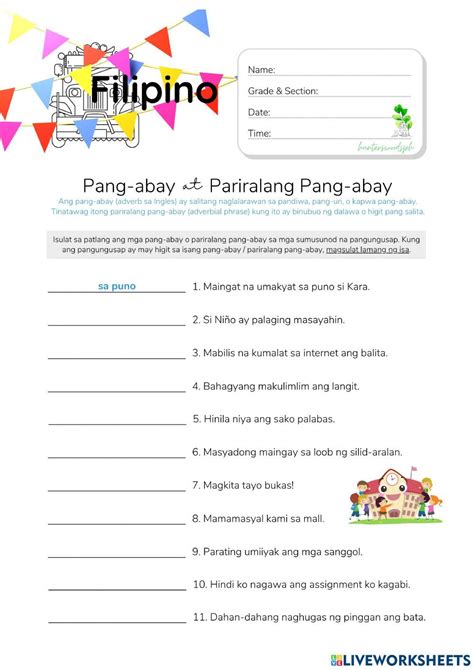 Pagsasanay Sa Filipino Tungkol Sa Pang Abay Grade Abayna | sexiezpix ...