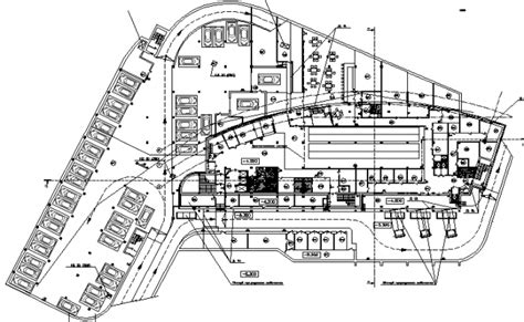 Shopping mall layout with mall parking details dwg file