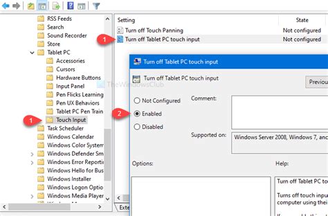 How to enable or disable Tablet PC touch input in Windows 10