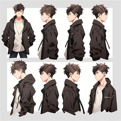 Premium AI Image | Trendy Anime Boy Character Turnaround Concept Art ...