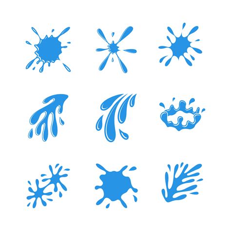 Set of blue water splash vector. 13864252 Vector Art at Vecteezy