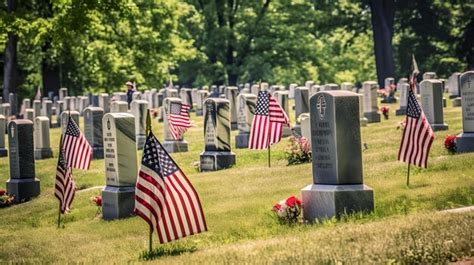 Premium AI Image | American flags on the graves of American veterans on ...