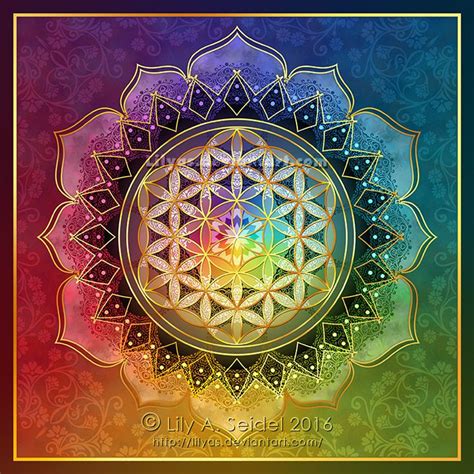 Rainbow Flower of Life Lotus by Lilyas on DeviantArt | Sacred geometry ...