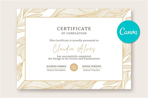 Golden Waves Canva Certificate | Templates & Themes ~ Creative Market