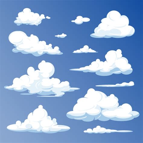 Cartoon clouds isolated on blue sky panorama vector collection ...