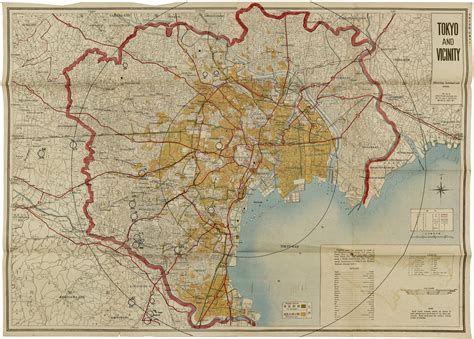 1946 map of occupied Tokyo, highlighting the ravages of American ...