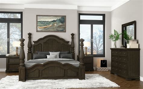 Samuel Lawrence Sequoia 4pc Panel Bedroom Set in Dark Wood