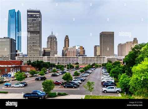 The downtown Oklahoma City, Oklahoma skyline, showing the blue Devon ...