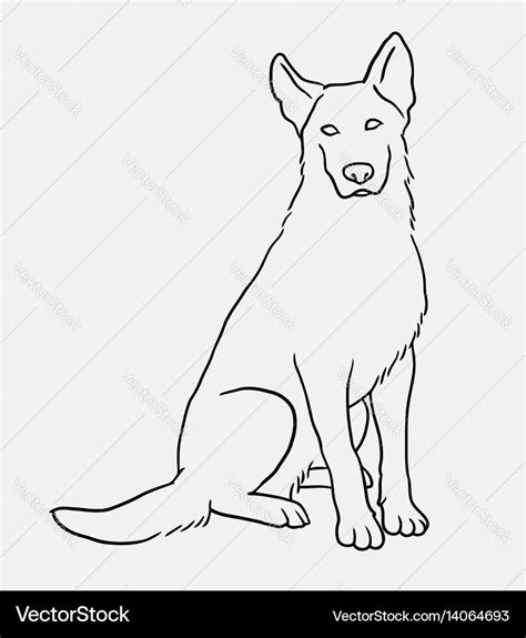 German shepherd sitting pet dog doodle style Vector Image