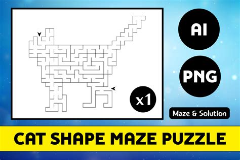 Cat Shape Maze Puzzle for KDP - Editable Graphic by marbledesign ...