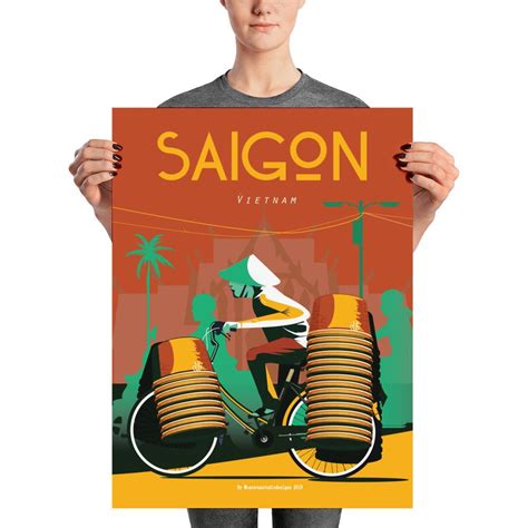 Saigon City Retro Poster Vietnam Art Print Travel Poster - Etsy