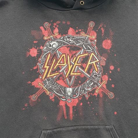 Vintage Slayer Metal Band Merch Hoodie. Size Large - Depop