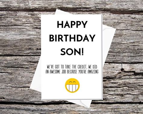 Son birthday card funny son card son card from mum and dad | Etsy