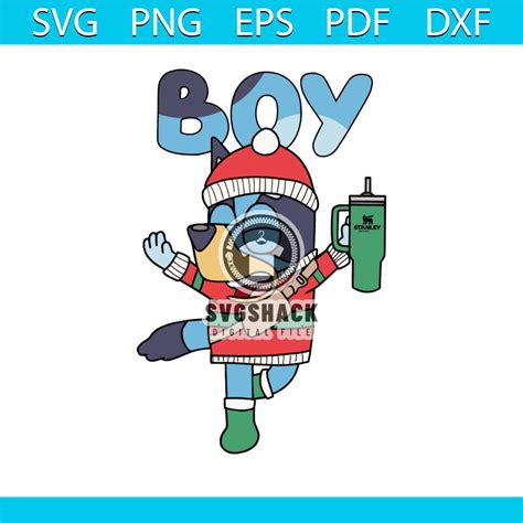 Bluey Boy Christmas Stanley Tumbler SVG Digital Cricut File - Inspire ...