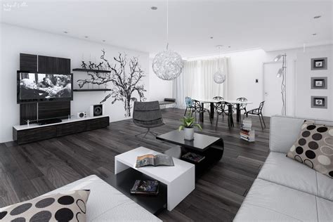 14 Black and white living dining room | Interior Design Ideas