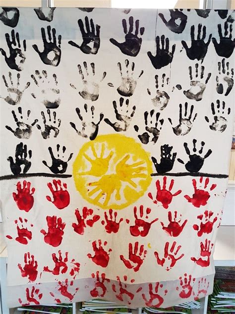 Aboriginal Flag inspired handprints | Aboriginal flag, Flag art ...