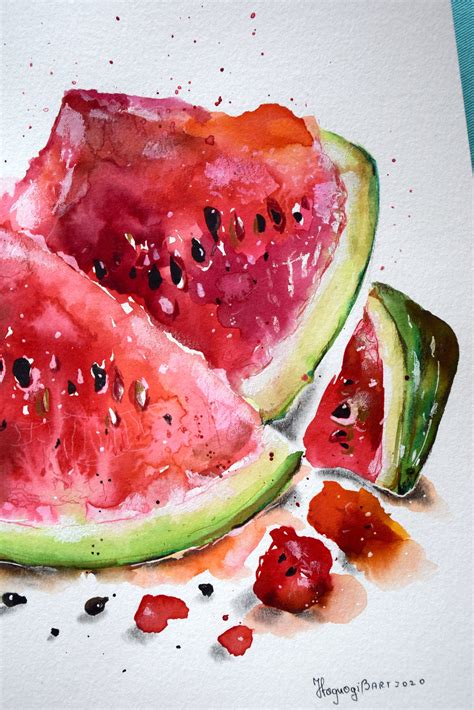 ORIGINAL Watermelon Watercolor Painting Fruits Wall Art | Etsy