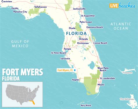 Map of Fort Myers, Florida - Live Beaches