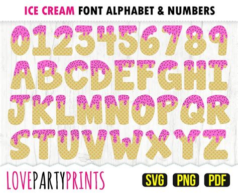 ICE CREAM FONT Svg Png and Pdf Files 300dpi High Quality - Etsy