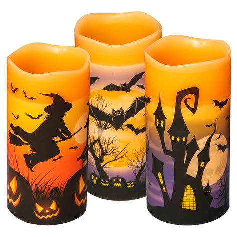 Eldnacele Halloween Flameless Flickering LED Candles with 6-Hour Timer ...