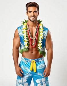 Hawaiian Party Outfit Male Costume. Face Swap. Insert Your Face ID:1075736