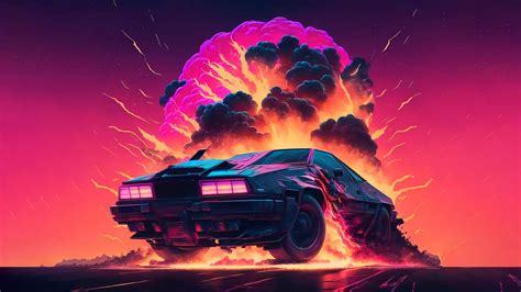 Delorean Retrowave Fondo de pantalla 4k HD ID:11416