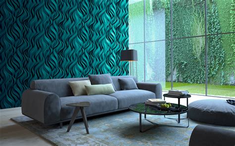 Download wallpapers living room, 4k, green interior, modern apartment ...