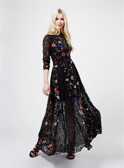 Black Embroidered Maxi Dress - Miss Selfridge