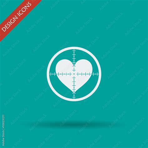 crosshair icon with a heart. Stock Vector | Adobe Stock