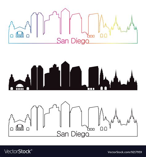 San diego skyline linear style with rainbow Vector Image