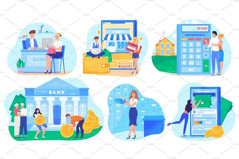 Banking concept, people cartoon | Vector Graphics ~ Creative Market