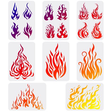 QBIX Flame Stencil Flames Stencil Fire Stencil A5 Size Reusable Kids ...