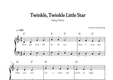 Twinkle, Twinkle Little Star • Easy piano music sheet in PDF with ...