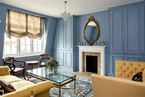 Regency inspired dusky blue panelled sitting room in Maida Vale by ...