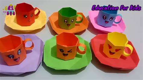 3D Origami Cup and Saucer | Paper work | Origami | Craft work | how to ...