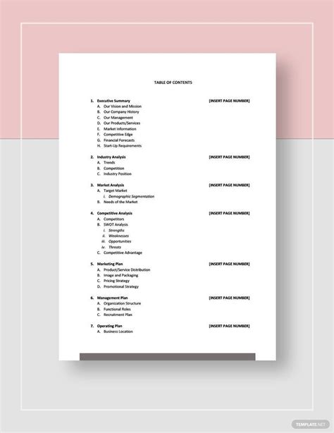 Sample Business Plan Outline Template - Google Docs, Word, Apple Pages ...