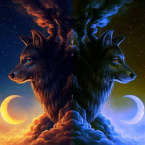 Wolf wall 8, wolf, cloud, moon, HD phone wallpaper | Peakpx