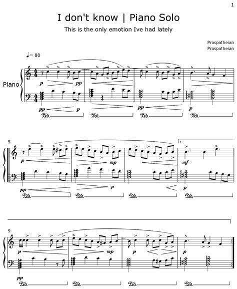 I don't know | Piano Solo - Sheet music for Piano